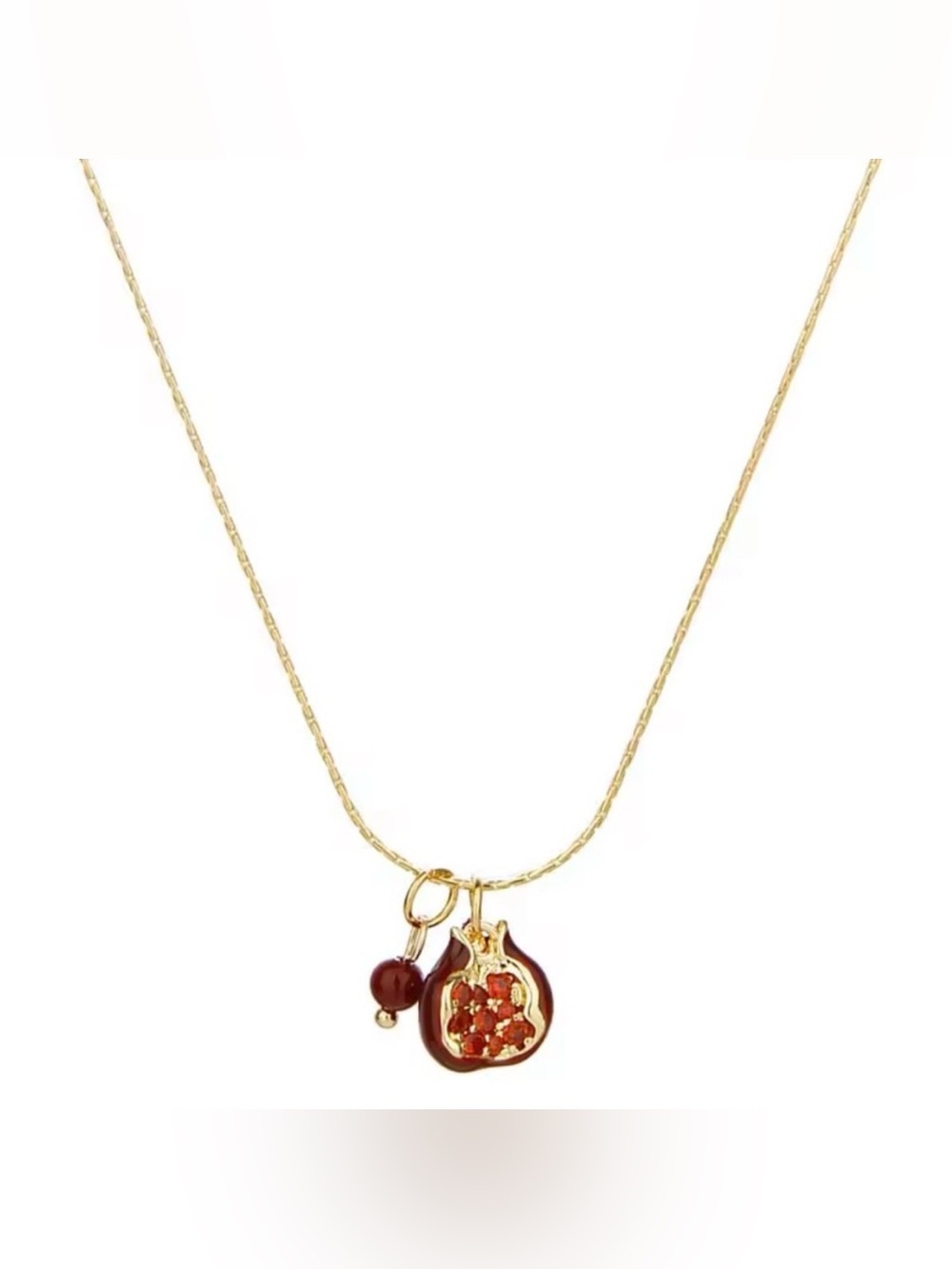Gold Red Charm Pendant Necklace pomegranate - Picture 8 of 8